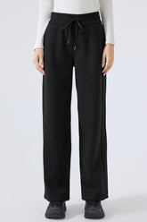 Millennia Drawstring Wide Leg Pants Black OutfitFlow