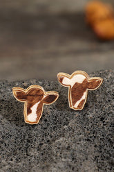 Bull Head Alloy Stud Earrings Copper One Size OutfitFlow