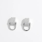 925 Sterling Silver Inlaid Zircon Earrings Silver One Size OutfitFlow