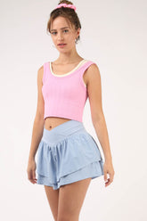 VERY J V-Shaped High Waist Layered Active Shorts Sky OutfitFlow