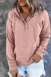 Dropped Shoulder Long Sleeve Hoodie with Pocket OutfitFlow
