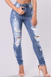 Full Size Distressed Skinny Jeans Plus Size Light OutfitFlow