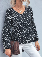 Animal Print V-Neck Blouse Black OutfitFlow