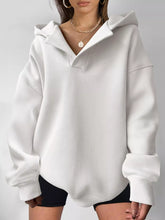 Dropped Shoulder Long Sleeve Sweatshirt White OutfitFlow
