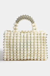 Fame Metallic and Pearl Cluster Beaded Handbag Pearl one size OutfitFlow