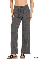 Zenana Ribbed Drawstring Lounge Pants BLACK OutfitFlow