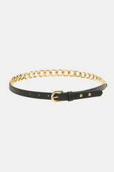 PU Leather Chain Belt Black One Size OutfitFlow