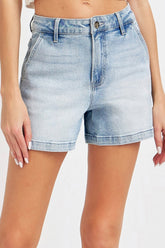 Risen Full Size High Rise Denim Shorts Light OutfitFlow