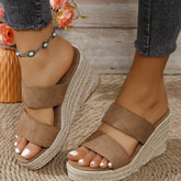 Open Toe Platform Wedge Sandals Camel OutfitFlow
