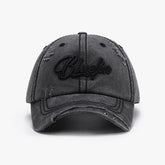 Embroidered Letter Cotton Baseball Cap Black One Size OutfitFlow