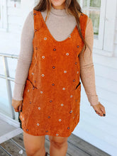 Floral Corduroy Overall Dress Terracotta Trendsi