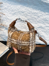 Fuzzy Polyester Mini Handbag with Zipper Camel One Size OutfitFlow