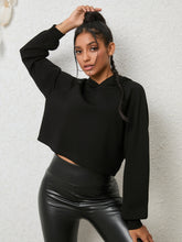 Lace-Up Long Sleeve Hoodie Black OutfitFlow
