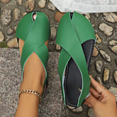 Round Toe Flats Sandals Green OutfitFlow