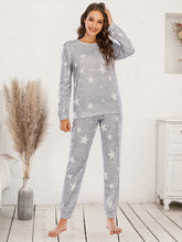 Star Top and Pants Lounge Set Heather Gray OutfitFlow