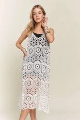ADORA Crochet Cover-Up Tunic Top WHITE OutfitFlow
