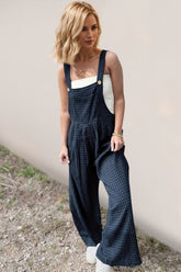 Oh Full Size Plaid Wide Leg Overalls with Pockets Peacock Blue OutfitFlow