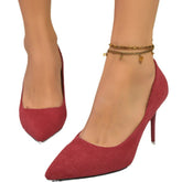 Point Toe Stiletto Pumps Red OutfitFlow