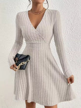 Ribbed Knit Wrap Mini Dress Dust Storm OutfitFlow