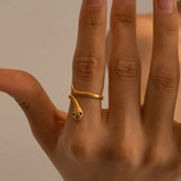 18K Gold-Plated Snake Wrap Adjustable Ring Gold One Size OutfitFlow
