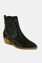 Beast Fashion Studded Detail Point Toe Boots Black OutfitFlow