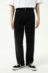 Washed Straight-Leg Slim Jeans Black OutfitFlow
