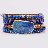 Alloy Bead Braided Bracelet Royal Blue One Size OutfitFlow