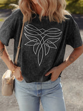 Floral Embroidered Mineral Wash Crew Neck T Shirt Black OutfitFlow