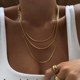 18K Gold-Plated Titanium Steel Three-Layered Necklace Gold One Size OutfitFlow