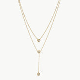 Stainless Steel Zircon Double-Layered Necklace Gold One Size OutfitFlow