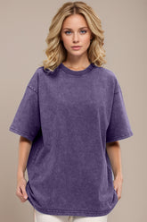Basic Bae Round Neck Half Sleeve T-Shirt Mauve OutfitFlow