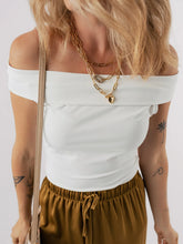 Folded Off Shoulder Slim Top White OutfitFlow