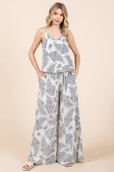 Mittoshop Paisley Print Cami and Pants Set CREAM BLACK OutfitFlow