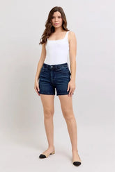 Judy Blue Full Size High Waist Back Flap Pocket Denim Shorts Plus Size MD OutfitFlow