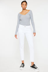 Kancan Mid Rise Ankle Skinny Jeans White OutfitFlow