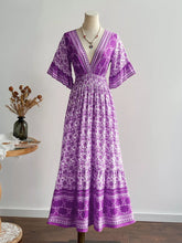 Floral Print Deep V-Neck Dress Lavender OutfitFlow