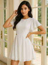 Cut-Out Flutter Sleeve Mini Dress White OutfitFlow
