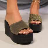 Open Toe Wedge Sandals Brass OutfitFlow