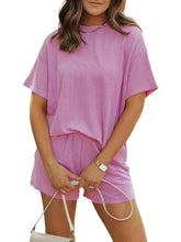 Full Size Ribbed Short Sleeve Top and Shorts Two-Piece Set Plus Size Purple OutfitFlow