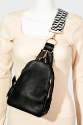 Fame Single Strap Faux Leather Sing Bag Black One Size OutfitFlow