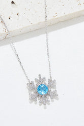 925 Sterling Silver Topaz Snowflake Shape Necklace Silver One Size OutfitFlow