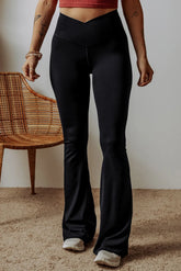 High Waist Bootcut Pants Black OutfitFlow