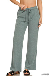 Zenana Ribbed Drawstring Lounge Pants ASH JADE OutfitFlow
