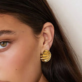 Stainless Steel Shell Shape Stud Earrings Gold One Size OutfitFlow