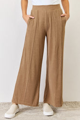 RISEN Ultra Soft Wide Leg Pants Mocha OutfitFlow