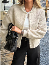 Snap Down Dropped Shoulder Jacket Beige OutfitFlow