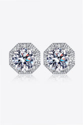 2 Carat Moissanite 925 Sterling Silver Stud Earrings Silver One Size OutfitFlow