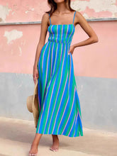 Striped Spaghetti Strap Summer Maxi Dress Color OutfitFlow