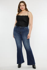 Kancan Full Size Mid Rise Slim Flare Jeans Dark OutfitFlow