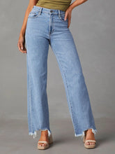 Raw Hem Loose Fit Jeans Light OutfitFlow